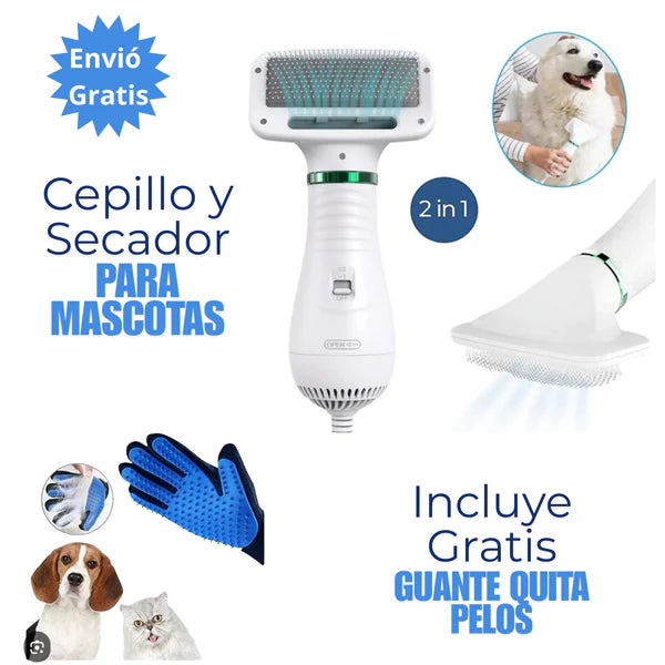 PACK MASCOTA CEPILLO SECADOR + GUANTE